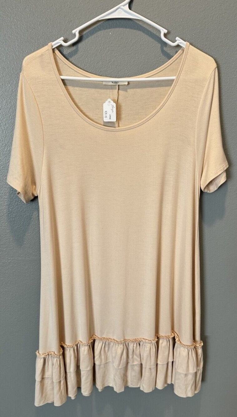 Easel Los Angeles T-Shirt Dress Women's L Blush Tiered Ruffle Jersey Tunic
